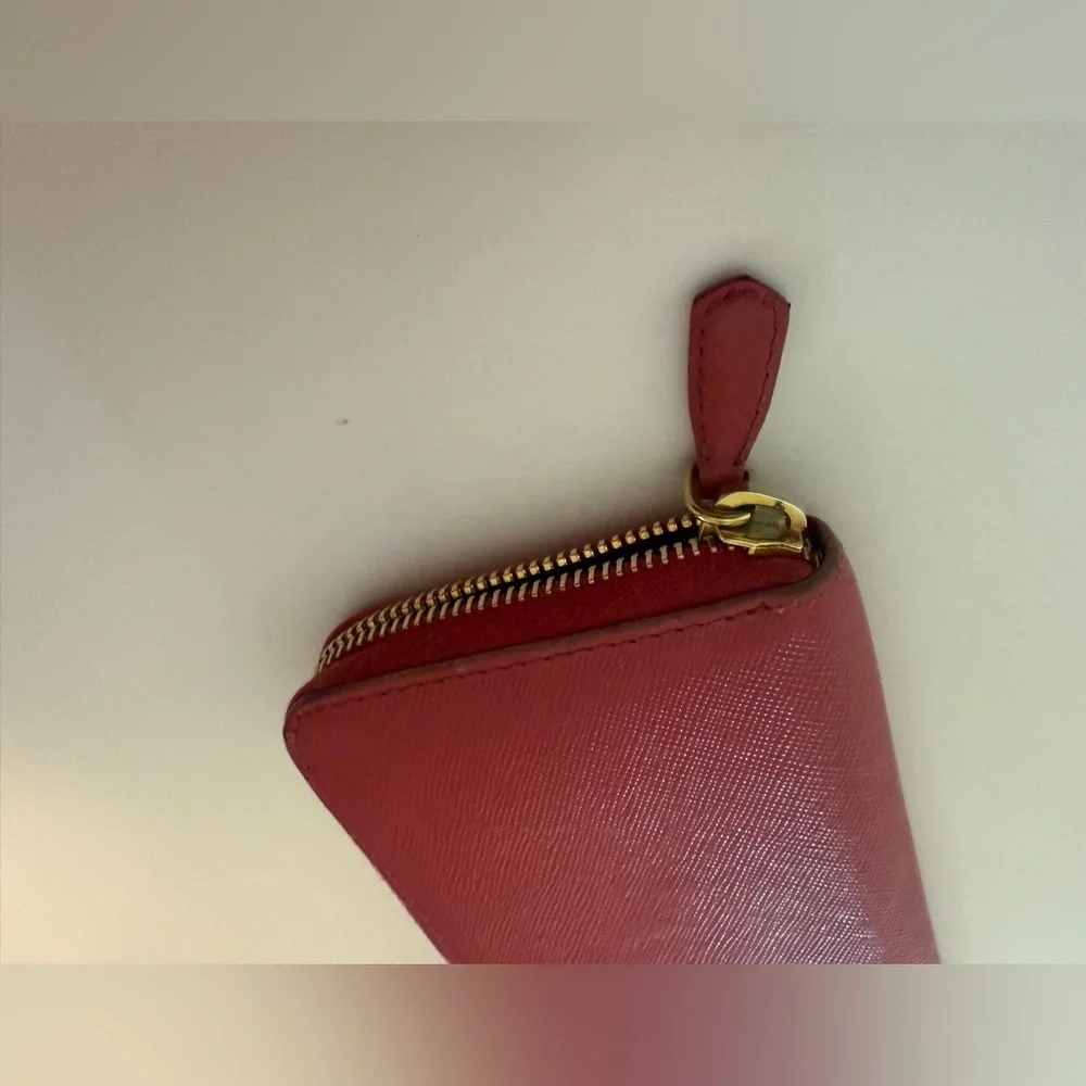 Prada Saffiano Leather Zip-Around Long Wallet – Pink Authentic